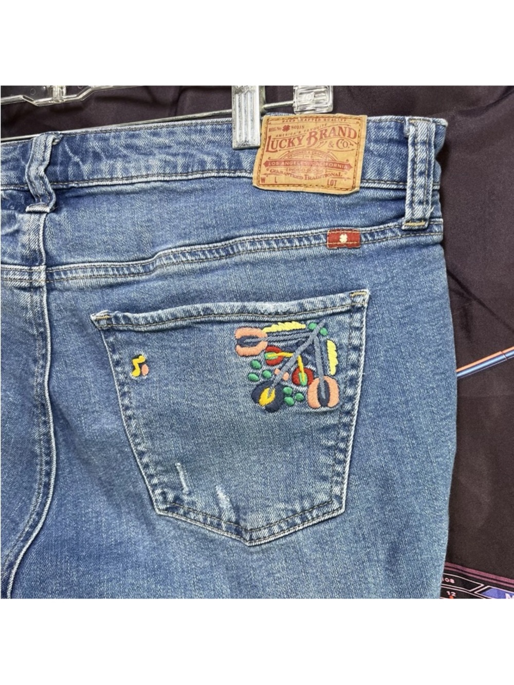 Lucky Brand Blue Embroidered Distressed Denim Shorts - Picture 8 of 11